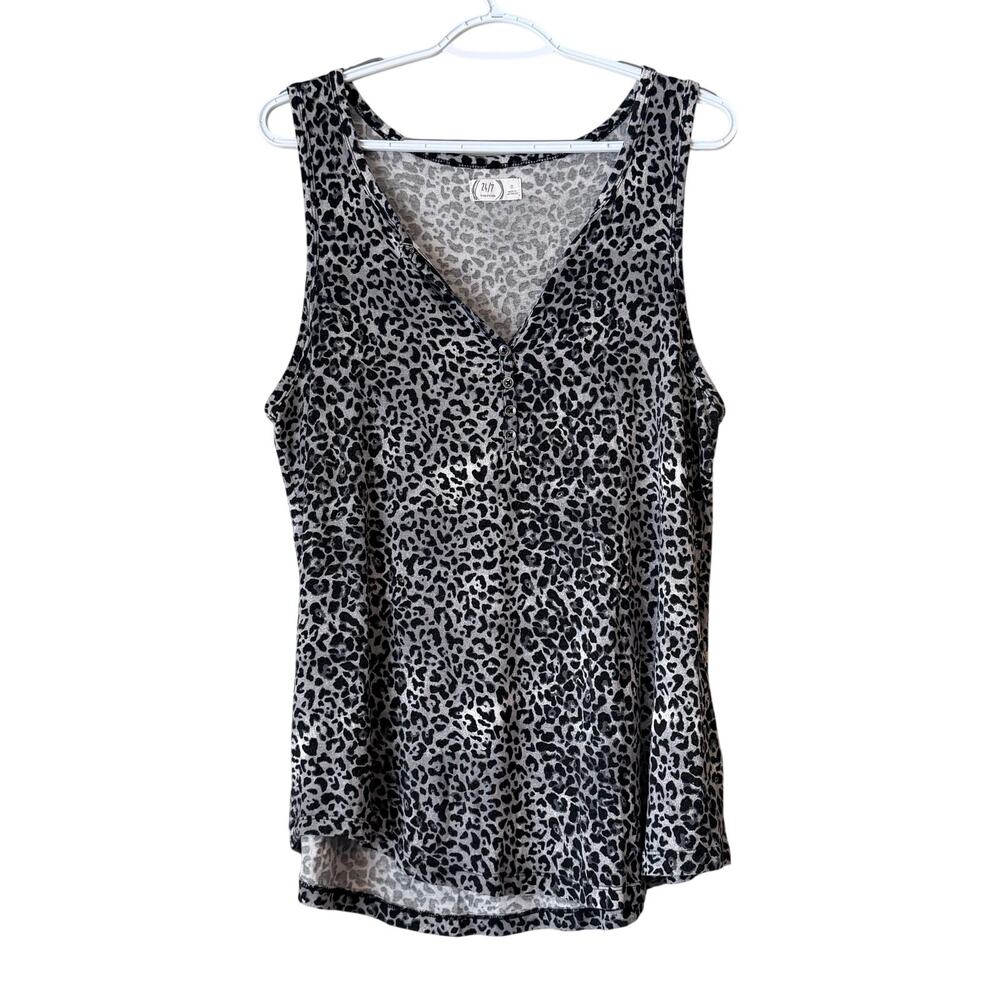 Maurices Black & Gray Animal Print V-Neck Tank Top Women’s Size 0